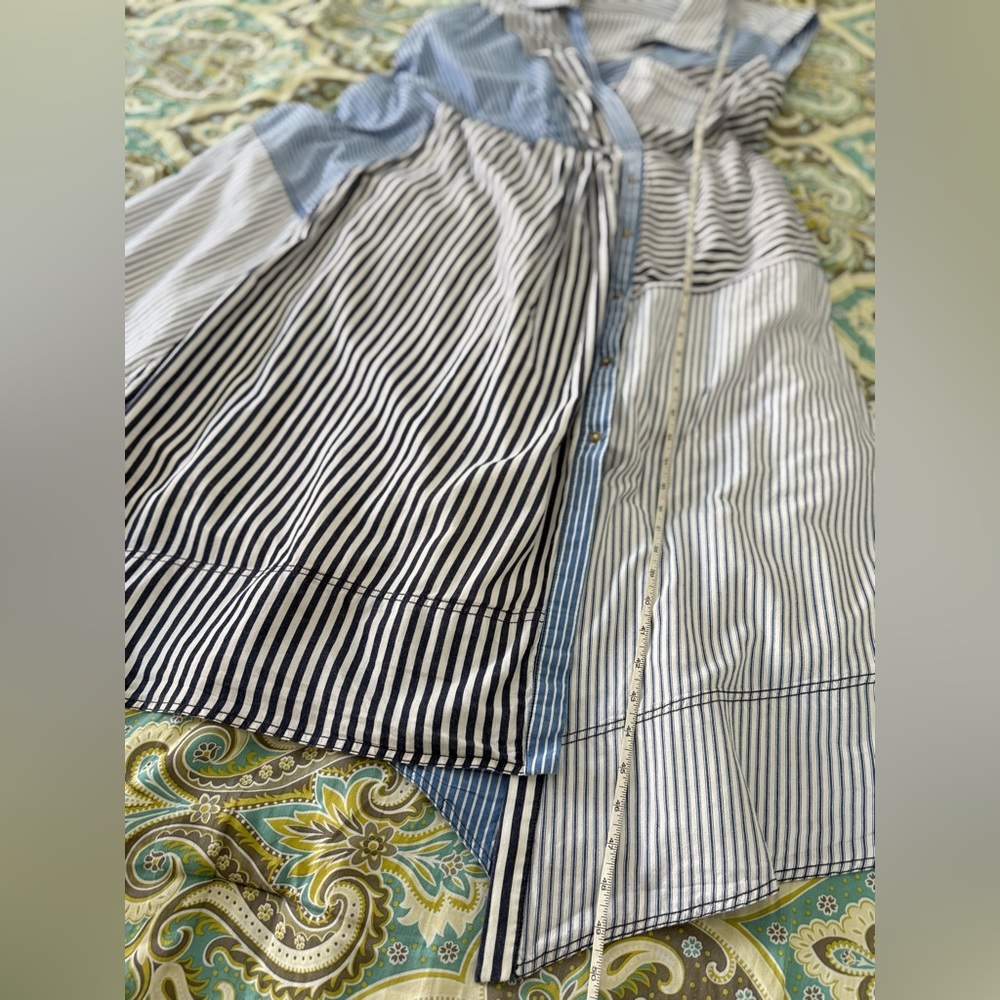 Pilcro Blue and White Asymmetrical Stripe Wrap Dress - Picture 10 of 16